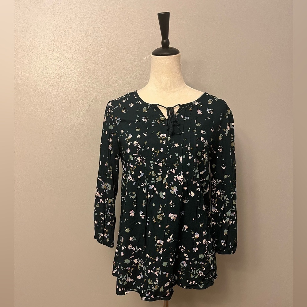 Sonoma Floral Peasant Tunic Blouse with 3/4-length Sleeves - Size Small